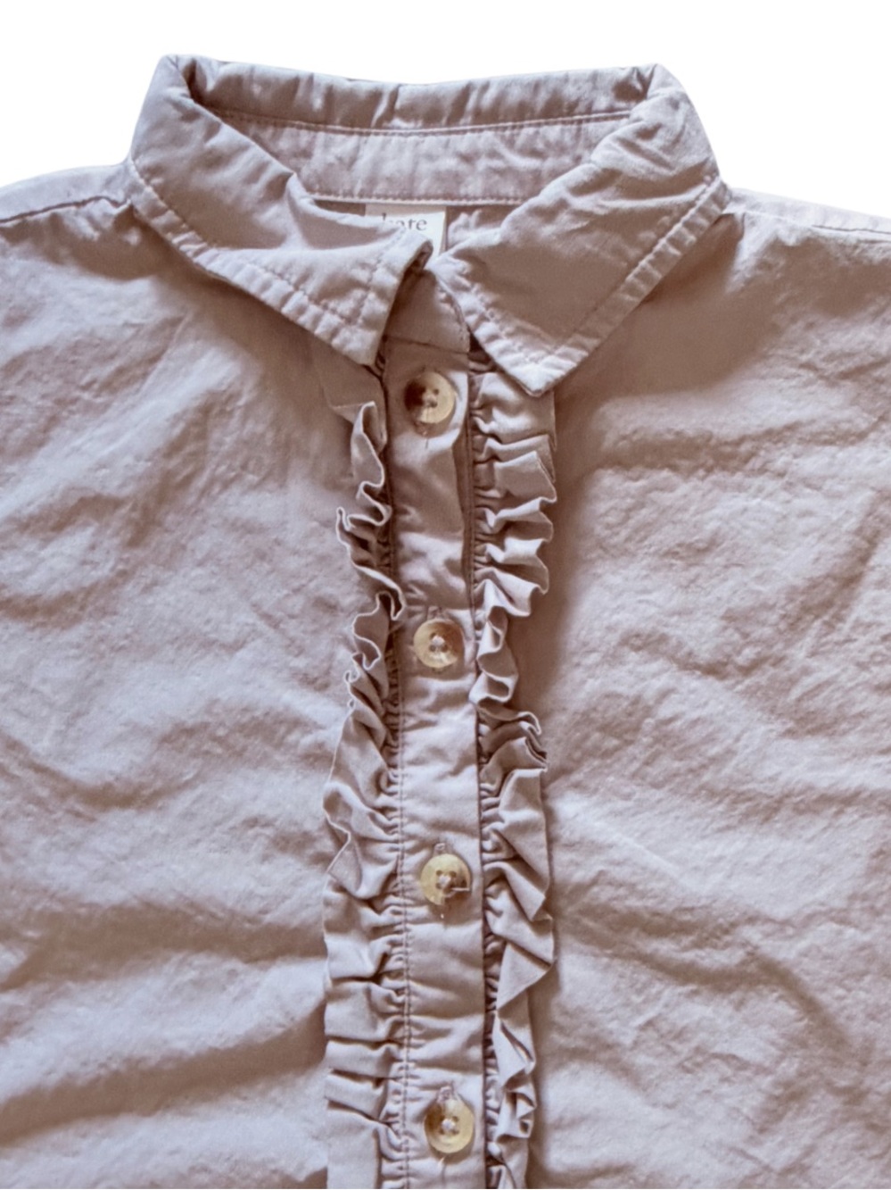 kate quinn Organic Ruffle Placket Button-Front Shirt Stone Natural 18-24M